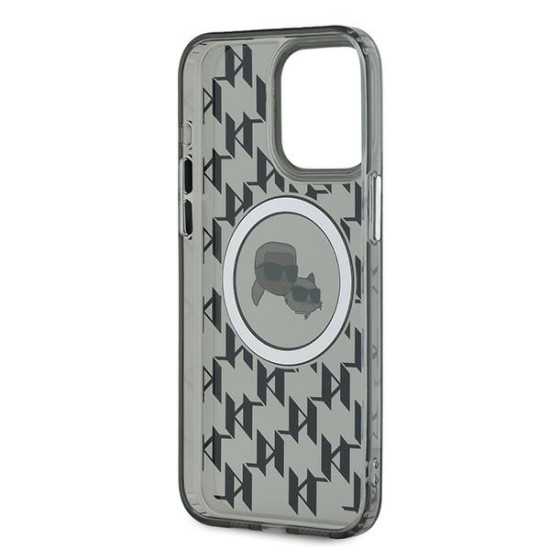 Husa pentru iPhone 15 Pro - Karl Lagerfeld IML MagSafe (KLHMP15LHMCKMHK) - Monogram Karl&Choupette Head