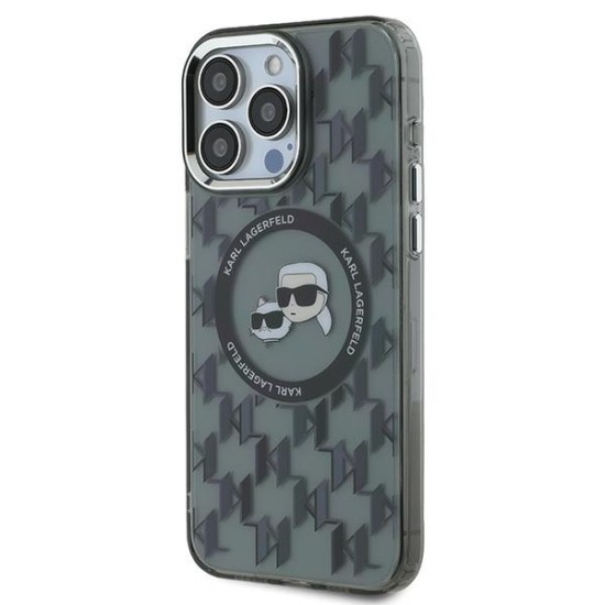 Husa pentru iPhone 15 Pro - Karl Lagerfeld IML MagSafe (KLHMP15LHMCKMHK) - Monogram Karl&Choupette Head