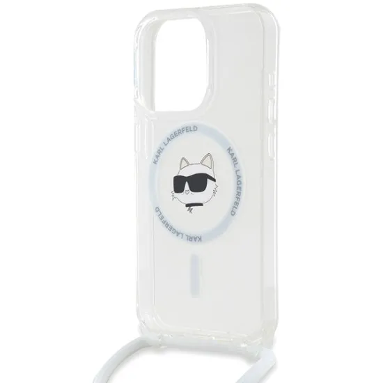 Husa pentru iPhone 15 Pro - Karl Lagerfeld IML MagSafe (KLHMP15SLHCCHNT) - Transparent Choupette Head&Cord