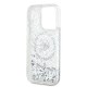 Husa pentru iPhone 15 Pro - Karl Lagerfeld Liquid Glitter MagSafe (KLHMP15LLGKISGH) - Transparent Karl Head