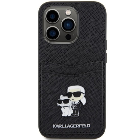 Husa pentru iPhone 15 Pro - Karl Lagerfeld Saffiano Cardslot (KLHCP15LSAPKCNPK) - Karl&Choupette