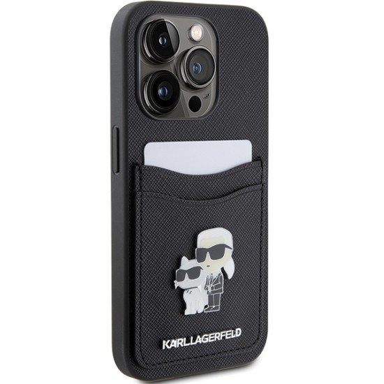 Husa pentru iPhone 15 Pro - Karl Lagerfeld Saffiano Cardslot (KLHCP15LSAPKCNPK) - Karl&Choupette