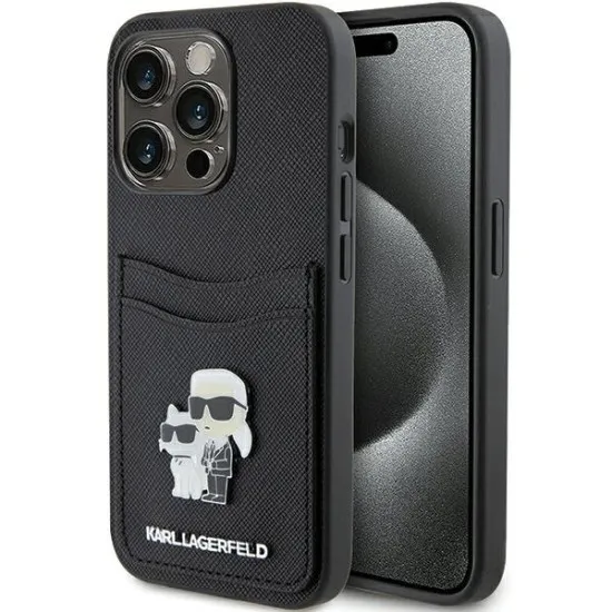 Husa pentru iPhone 15 Pro - Karl Lagerfeld Saffiano Cardslot (KLHCP15LSAPKCNPK) - Karl&Choupette Husa pentru iPhone 15 Pro - Karl Lagerfeld Saffiano Cardslot (KLHCP15LSAPKCNPK) - Karl&Choupette