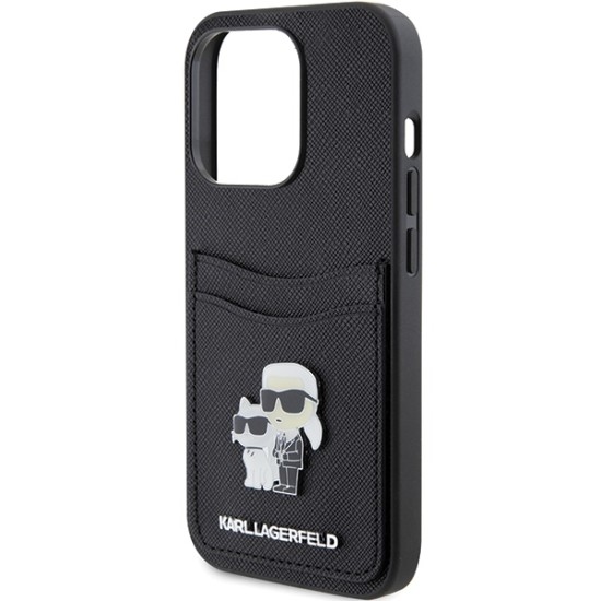 Husa pentru iPhone 15 Pro - Karl Lagerfeld Saffiano Cardslot (KLHCP15LSAPKCNPK) - Karl&Choupette