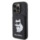 Husa pentru iPhone 15 Pro - Karl Lagerfeld Saffiano Cardslots and Stand (KLHCP15LSAKCNSCK) - Monogram Choupette