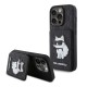 Husa pentru iPhone 15 Pro - Karl Lagerfeld Saffiano Cardslots and Stand (KLHCP15LSAKCNSCK) - Monogram Choupette