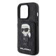 Husa pentru iPhone 15 Pro - Karl Lagerfeld Saffiano Cardslots and Stand (KLHCP15LSAKKNSCK) - Monogram Ikonik