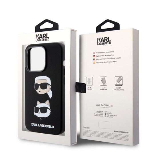 Husa pentru iPhone 15 Pro - Karl Lagerfeld Silicone (KLHCP15LSDHKCNK) - Karl&Choupette Head