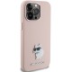 Husa pentru iPhone 15 Pro - Karl Lagerfeld Silicone (KLHCP15LSMHCNPP) - Pink Choupette Metal Pin