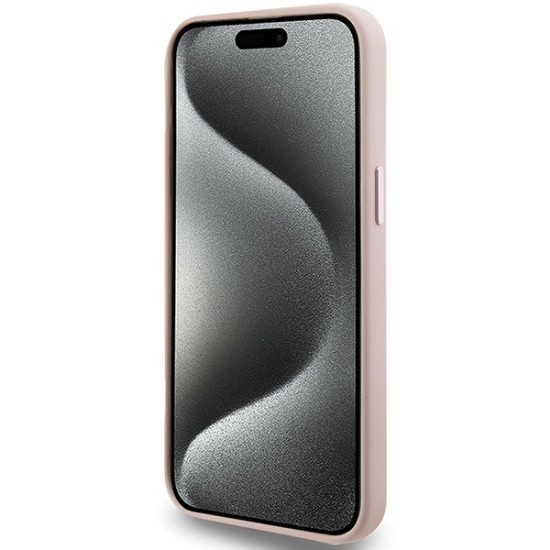 Husa pentru iPhone 15 Pro - Karl Lagerfeld Silicone (KLHCP15LSMHCNPP) - Pink Choupette Metal Pin