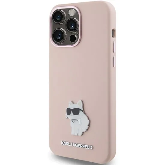 Husa pentru iPhone 15 Pro - Karl Lagerfeld Silicone (KLHCP15LSMHCNPP) - Pink Choupette Metal Pin Husa pentru iPhone 15 Pro - Karl Lagerfeld Silicone (KLHCP15LSMHCNPP) - Pink Choupette Metal Pin
