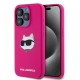 Husa pentru iPhone 15 Pro - Karl Lagerfeld Silicone MagSafe (KLHMP15LSCHPPLF) - Fuchsia Choupette Head