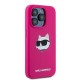 Husa pentru iPhone 15 Pro - Karl Lagerfeld Silicone MagSafe (KLHMP15LSCHPPLF) - Fuchsia Choupette Head