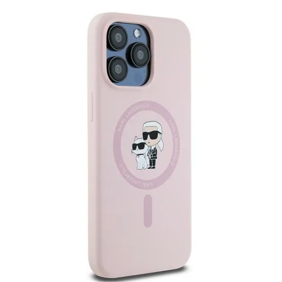 Husa pentru iPhone 15 Pro - Karl Lagerfeld Silicone MagSafe (KLHMP15LSCMKCRHP) - Pink Karl&Choupette Husa pentru iPhone 15 Pro - Karl Lagerfeld Silicone MagSafe (KLHMP15LSCMKCRHP) - Pink Karl&Choupette
