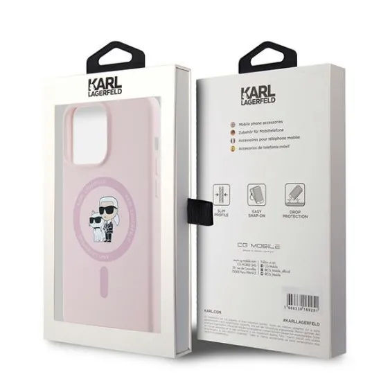 Husa pentru iPhone 15 Pro - Karl Lagerfeld Silicone MagSafe (KLHMP15LSCMKCRHP) - Pink Karl&Choupette Husa pentru iPhone 15 Pro - Karl Lagerfeld Silicone MagSafe (KLHMP15LSCMKCRHP) - Pink Karl&Choupette