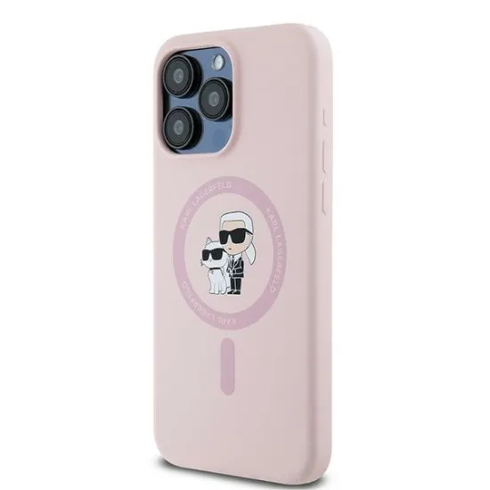 Husa pentru iPhone 15 Pro - Karl Lagerfeld Silicone MagSafe (KLHMP15LSCMKCRHP) - Pink Karl&Choupette Husa pentru iPhone 15 Pro - Karl Lagerfeld Silicone MagSafe (KLHMP15LSCMKCRHP) - Pink Karl&Choupette