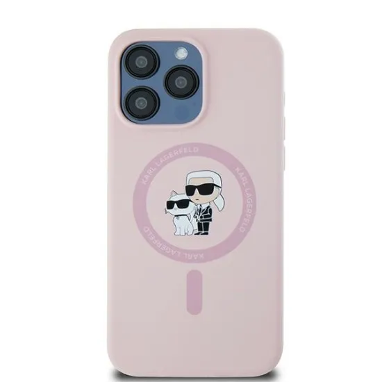Husa pentru iPhone 15 Pro - Karl Lagerfeld Silicone MagSafe (KLHMP15LSCMKCRHP) - Pink Karl&Choupette Husa pentru iPhone 15 Pro - Karl Lagerfeld Silicone MagSafe (KLHMP15LSCMKCRHP) - Pink Karl&Choupette