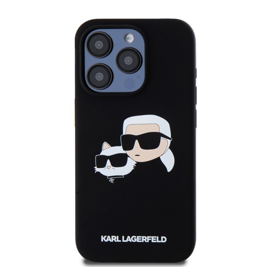 Husa pentru iPhone 15 Pro - Karl Lagerfeld Silicone MagSafe (KLHMP15LSKCHPPLK) - Karl&Choupette Head