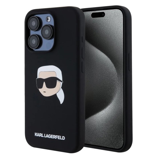 Husa pentru iPhone 15 Pro - Karl Lagerfeld Silicone MagSafe (KLHMP15LSKHPPLK) - Karl`s Head Husa pentru iPhone 15 Pro - Karl Lagerfeld Silicone MagSafe (KLHMP15LSKHPPLK) - Karl`s Head