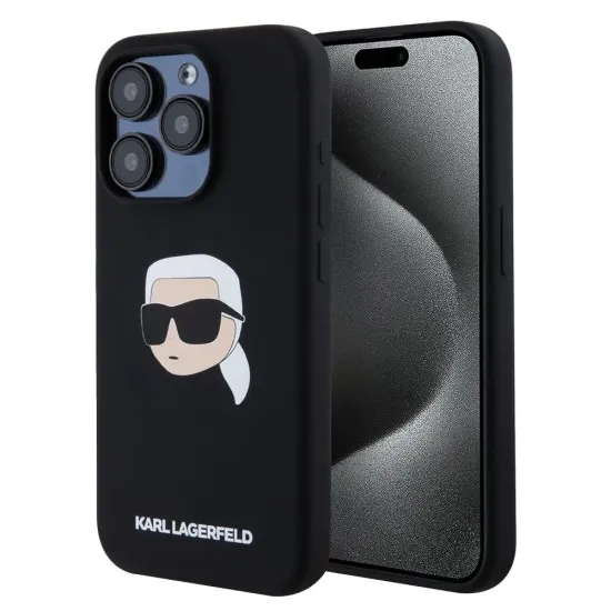 Husa pentru iPhone 15 Pro - Karl Lagerfeld Silicone MagSafe (KLHMP15LSKHPPLK) - Karl`s Head Husa pentru iPhone 15 Pro - Karl Lagerfeld Silicone MagSafe (KLHMP15LSKHPPLK) - Karl`s Head