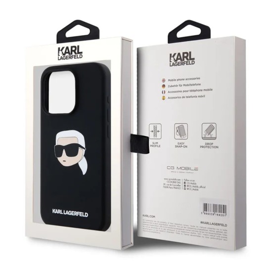 Husa pentru iPhone 15 Pro - Karl Lagerfeld Silicone MagSafe (KLHMP15LSKHPPLK) - Karl`s Head Husa pentru iPhone 15 Pro - Karl Lagerfeld Silicone MagSafe (KLHMP15LSKHPPLK) - Karl`s Head