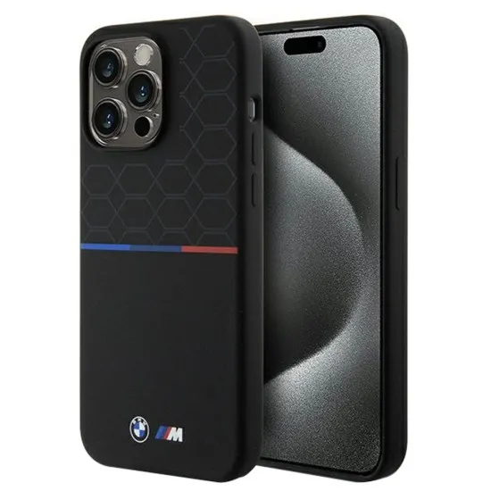 Husa pentru iPhone 15 Pro Max - BMW Hardcase M Silicone Pattern MagSafe (BMHMP15X22SMPK) - Black Husa pentru iPhone 15 Pro Max - BMW Hardcase M Silicone Pattern MagSafe (BMHMP15X22SMPK) - Black