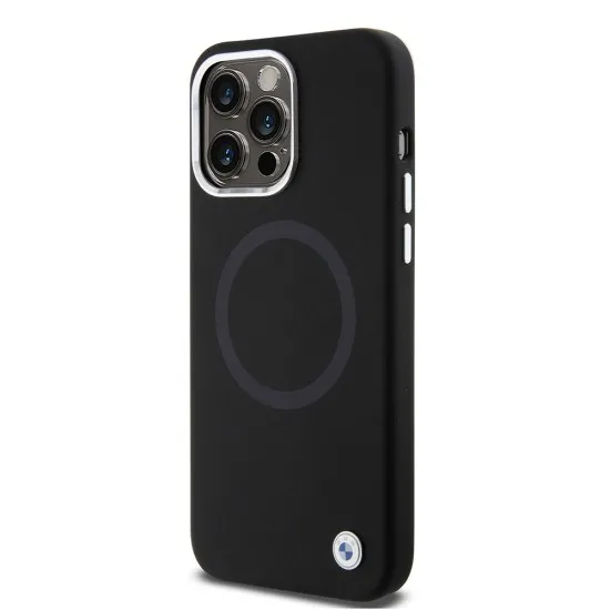 Husa pentru iPhone 15 Pro Max - BMW Signature Liquid Silicone MagSafe (BMHMP15XSILBK2) - Black