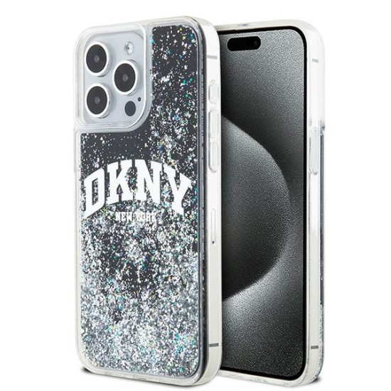 Husa pentru iPhone 15 Pro Max - DKNY Hardcase Liquid Glitter Big Logo (DKHCP15XLBNAEK) - Black