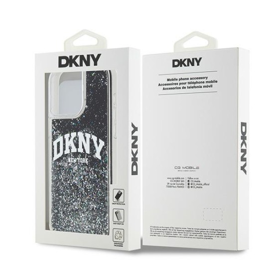 Husa pentru iPhone 15 Pro Max - DKNY Hardcase Liquid Glitter Big Logo (DKHCP15XLBNAEK) - Black