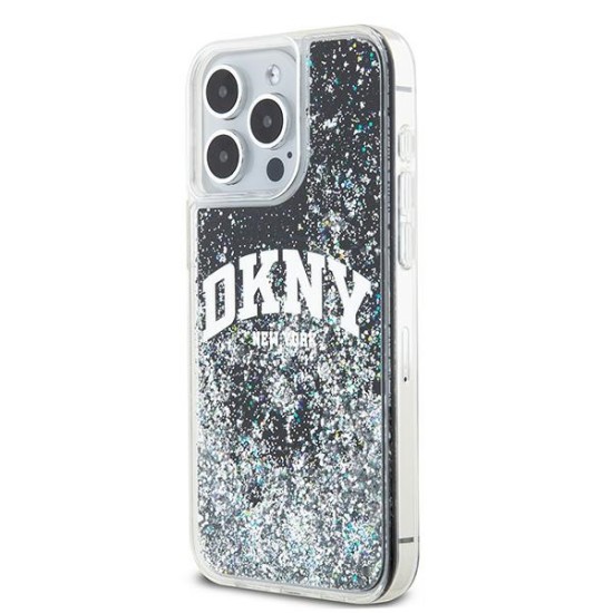 Husa pentru iPhone 15 Pro Max - DKNY Hardcase Liquid Glitter Big Logo (DKHCP15XLBNAEK) - Black