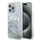 Husa pentru iPhone 15 Pro Max - DKNY Hardcase Liquid Glitter Big Logo (DKHCP15XLBNAET) - White