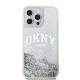 Husa pentru iPhone 15 Pro Max - DKNY Hardcase Liquid Glitter Big Logo (DKHCP15XLBNAET) - White