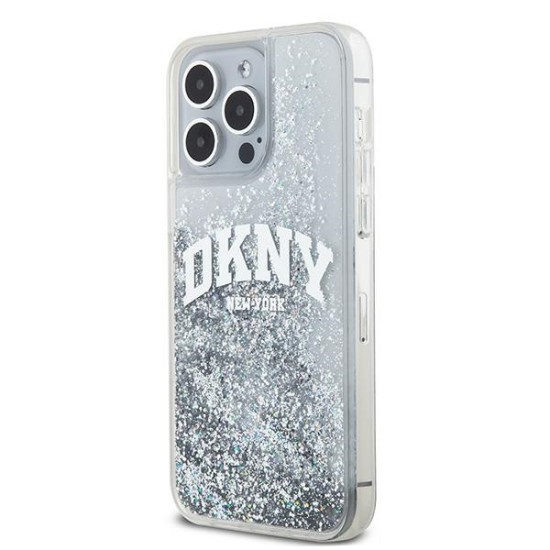 Husa pentru iPhone 15 Pro Max - DKNY Hardcase Liquid Glitter Big Logo (DKHCP15XLBNAET) - White