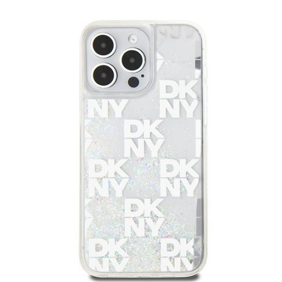 Husa pentru iPhone 15 Pro Max - DKNY Hardcase Liquid Glitter Multilogo (DKHCP15XLCPEPT) - White