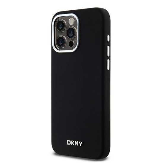 Husa pentru iPhone 15 Pro Max - DKNY Hardcase Liquid Silicone Small Metal Logo MagSafe (DKHMP15XSMCHLK) - Black