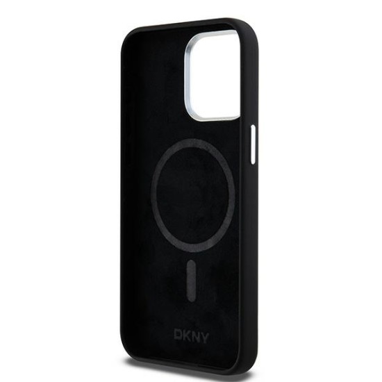 Husa pentru iPhone 15 Pro Max - DKNY Hardcase Liquid Silicone Small Metal Logo MagSafe (DKHMP15XSMCHLK) - Black