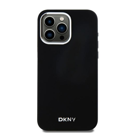 Husa pentru iPhone 15 Pro Max - DKNY Hardcase Liquid Silicone Small Metal Logo MagSafe (DKHMP15XSMCHLK) - Black