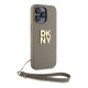 Husa pentru iPhone 15 Pro Max - DKNY Hardcase Wrist Strap Stock Logo (DKHCP15XPBSWSE) - Beige