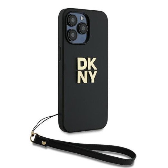 Husa pentru iPhone 15 Pro Max - DKNY Hardcase Wrist Strap Stock Logo (DKHCP15XPBSWSK) - Black