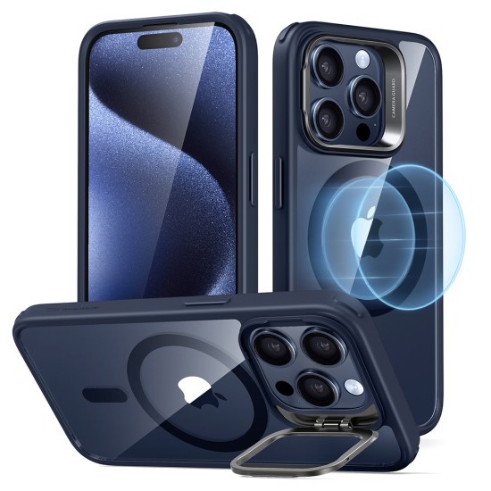 Husa pentru iPhone 15 Pro Max - ESR Classic Hybrid HaloLock Kickstand - Clear Dark Blue