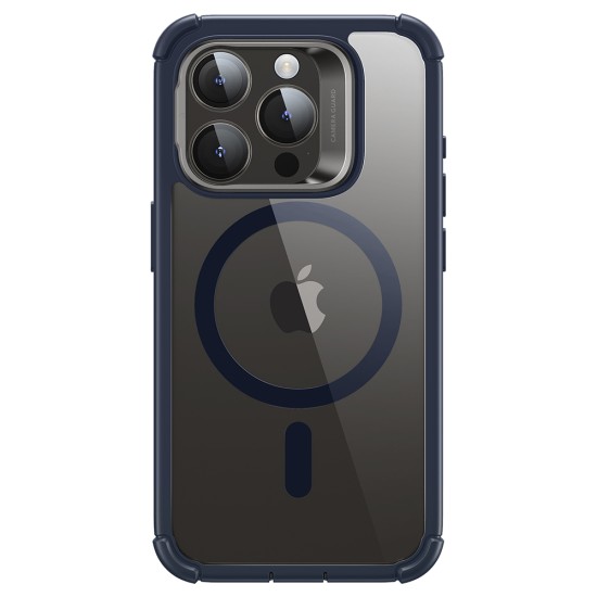 Husa pentru iPhone 15 Pro Max + Folie - ESR Armor Tough Kickstand HaloLock - Clear Dark Blue