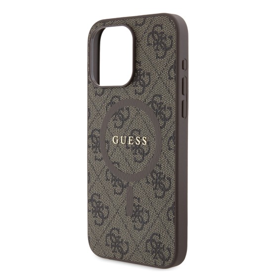 Husa pentru iPhone 15 Pro Max - Guess 4G Collection Leather MagSafe (GUHMP15XG4GFRW) - Brown