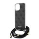 Husa pentru iPhone 15 Pro Max - Guess Crossbody Cord 4G Print (GUHCP15XHC4SEK) - Black