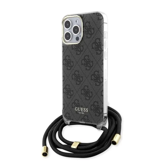 Husa pentru iPhone 15 Pro Max - Guess Crossbody Cord 4G Print (GUHCP15XHC4SEK) - Black Husa pentru iPhone 15 Pro Max - Guess Crossbody Cord 4G Print (GUHCP15XHC4SEK) - Black