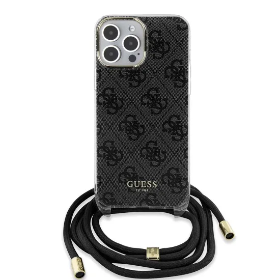 Husa pentru iPhone 15 Pro Max - Guess Crossbody Cord 4G Print (GUHCP15XHC4SEK) - Black Husa pentru iPhone 15 Pro Max - Guess Crossbody Cord 4G Print (GUHCP15XHC4SEK) - Black