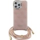 Husa pentru iPhone 15 Pro Max - Guess Crossbody Cord 4G Print (GUHCP15XHC4SEP) - Pink