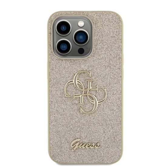 Husa pentru iPhone 15 Pro Max - Guess Glitter Script Big 4G (GUHCP15XHG4SGD) - Gold