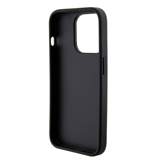 Husa pentru iPhone 15 Pro Max - Guess Grip Stand 4G Saffiano Strass (GUHCP15XPGSSADK) - Black