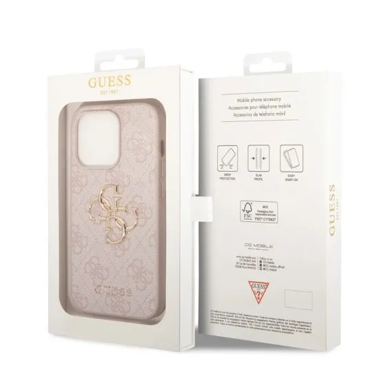 Husa pentru iPhone 15 Pro Max - Guess Hardcase 4G Big Metal Logo (GUHCP15X4GMGPI) - Pink