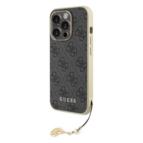 Husa pentru iPhone 15 Pro Max - Guess Hardcase 4G Charms Collection (GUHCP15XGF4GGR) - Grey